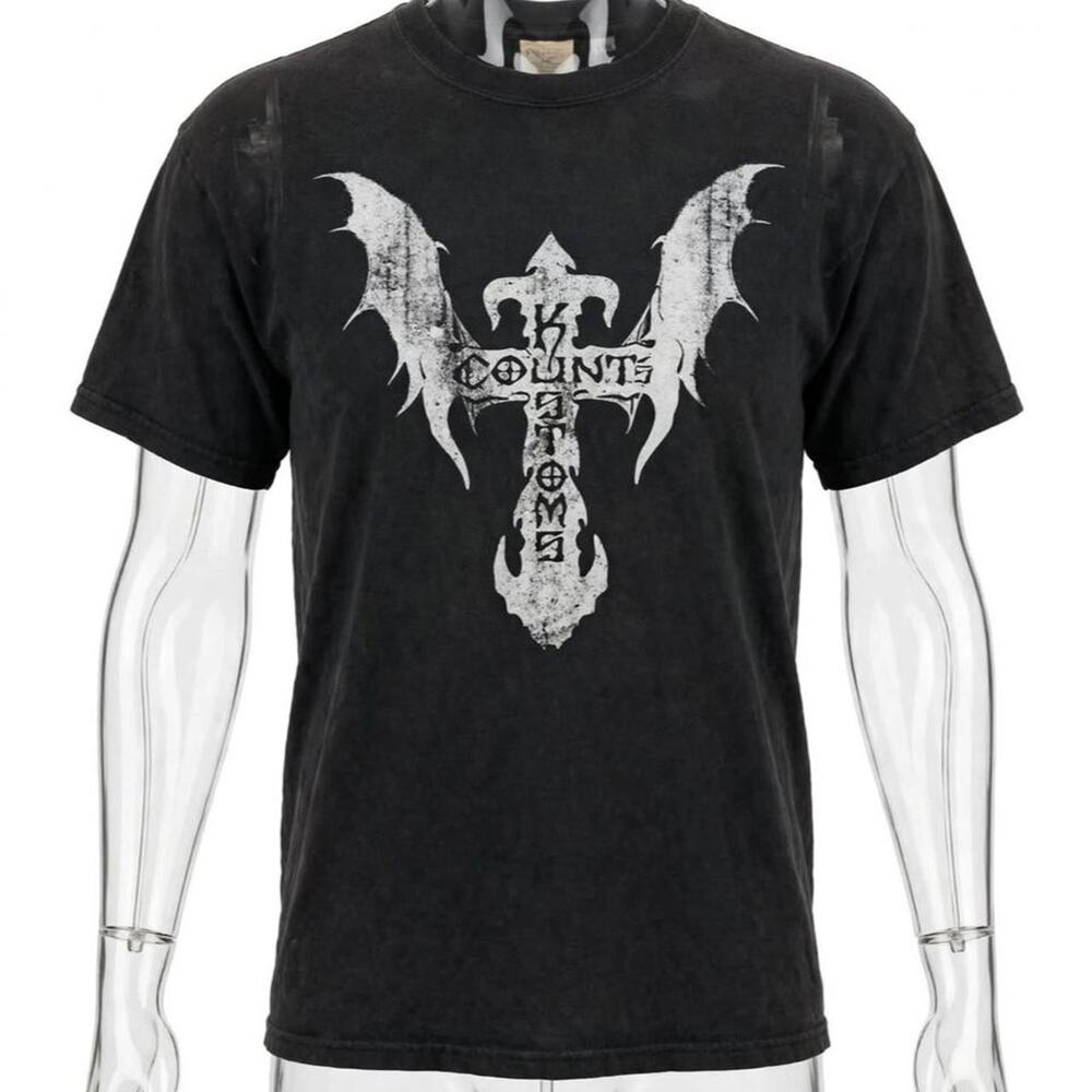 Count's Kustoms TShirt Mens XL Las Vegas Bat Wings Cross Biker Shop Danny Koker